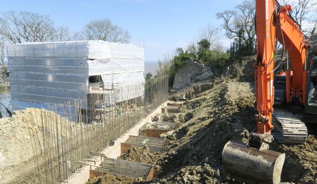Terraces start to take shape in the cliff top at Sainte Adresse